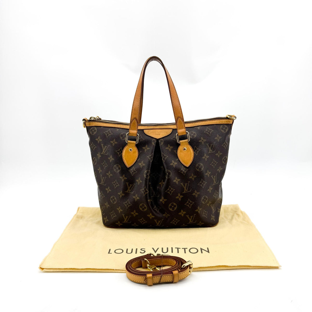 Louis Vuitton Palermo Monogram Canvas, Brown, Canvas, Handbag