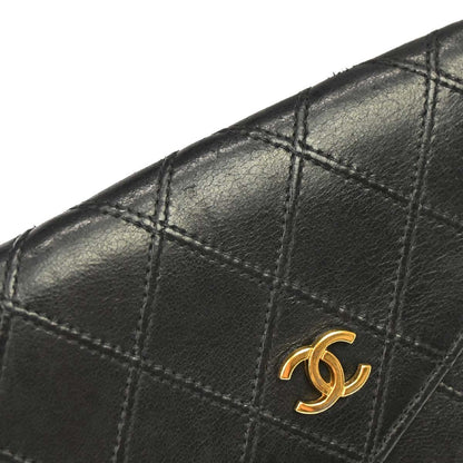 Chanel Envelope Gusset Chevron Lambskin, Black, Leather, Wallet