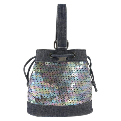 Chanel Hidden Sequins Shoulder Bag Sequins, BLUE, CANVAS, Handbag