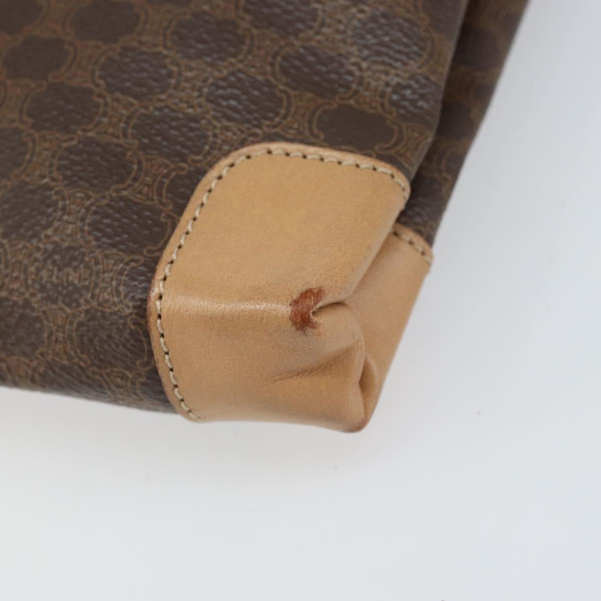 Celine Vintage Macadam Canvas and Leather, Brown, Canvas, Tote Bag