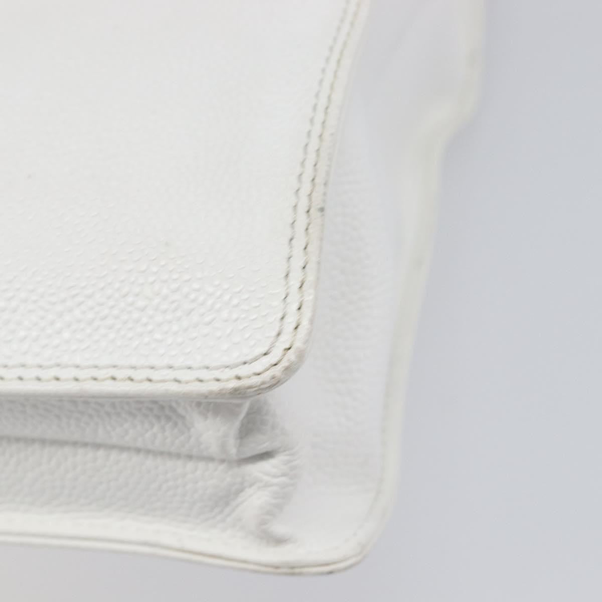 Chanel Vintage Wooden Quilted Caviar, White, Leather, Tote Bag