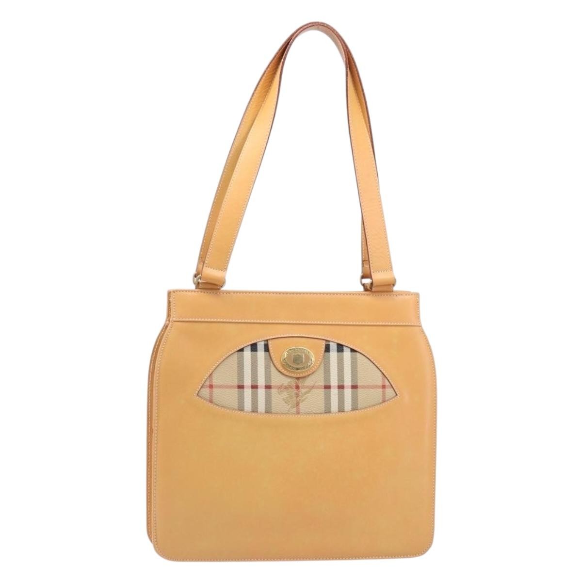 Burberry Nova Check Shoulder Bag Leather, Beige, Leather, Shoulder Bag