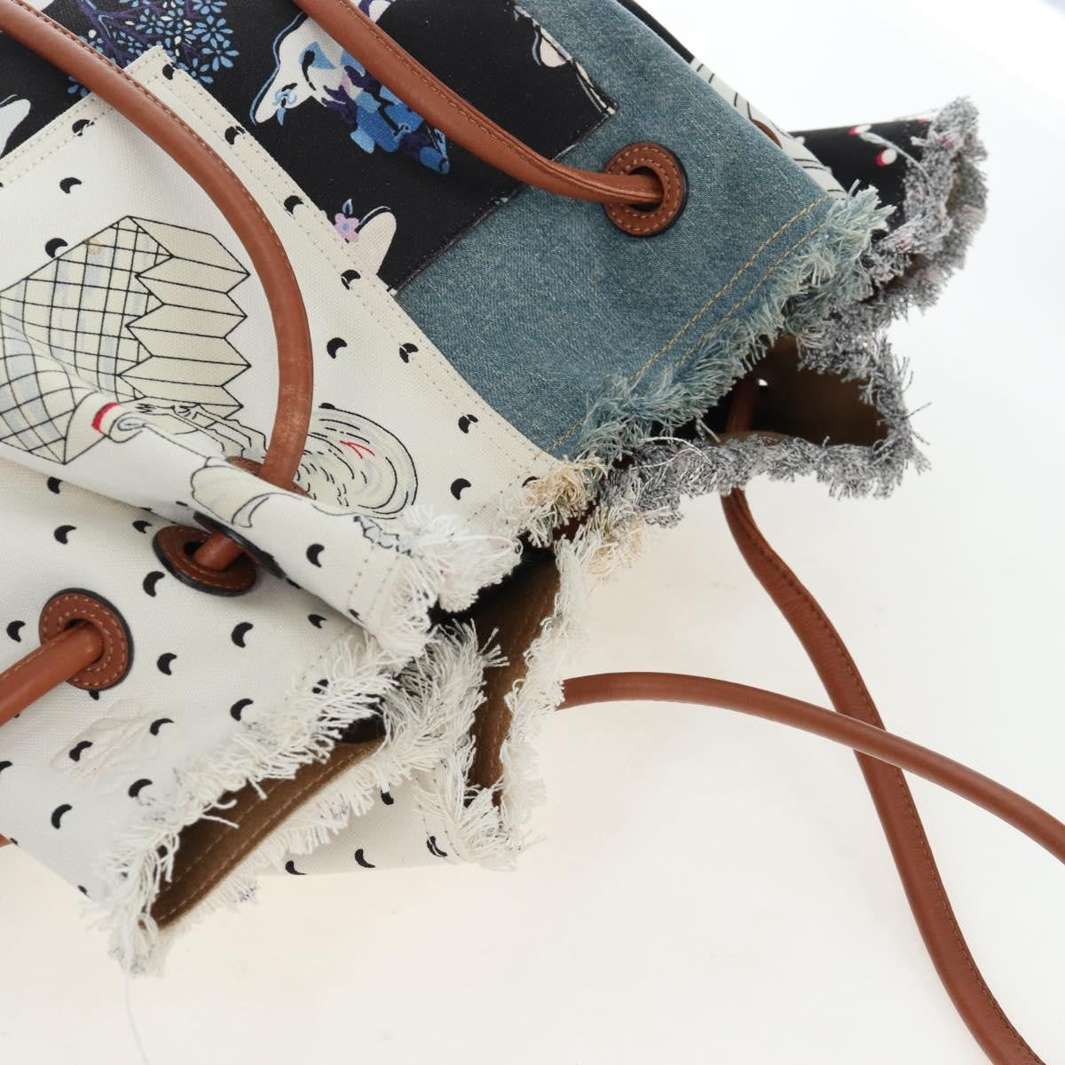 Loewe Paula's Ibiza Flamenco Knot Patchwork Denim and Leather, Multicolour, Denim, Tote Bag