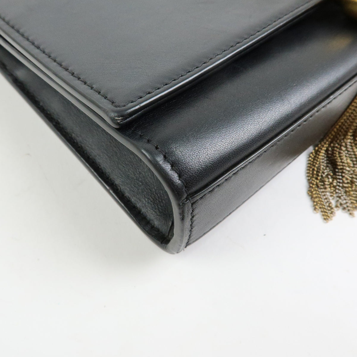 Saint Laurent Classic Monogram Tassel Leather, Black, Leather, Crossbody Bag