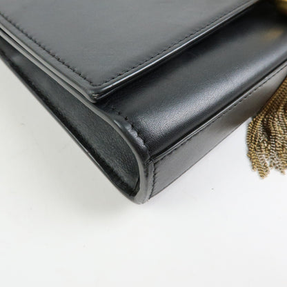Saint Laurent Classic Monogram Tassel Leather, Black, Leather, Crossbody Bag