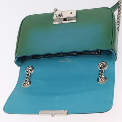 Prada Sound Chain Saffiano Leather, Green, Leather, Shoulder Bag
