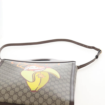 Gucci Cut Out Handle Printed GG Coated Canvas, Brown, Canvas, Tote Bag