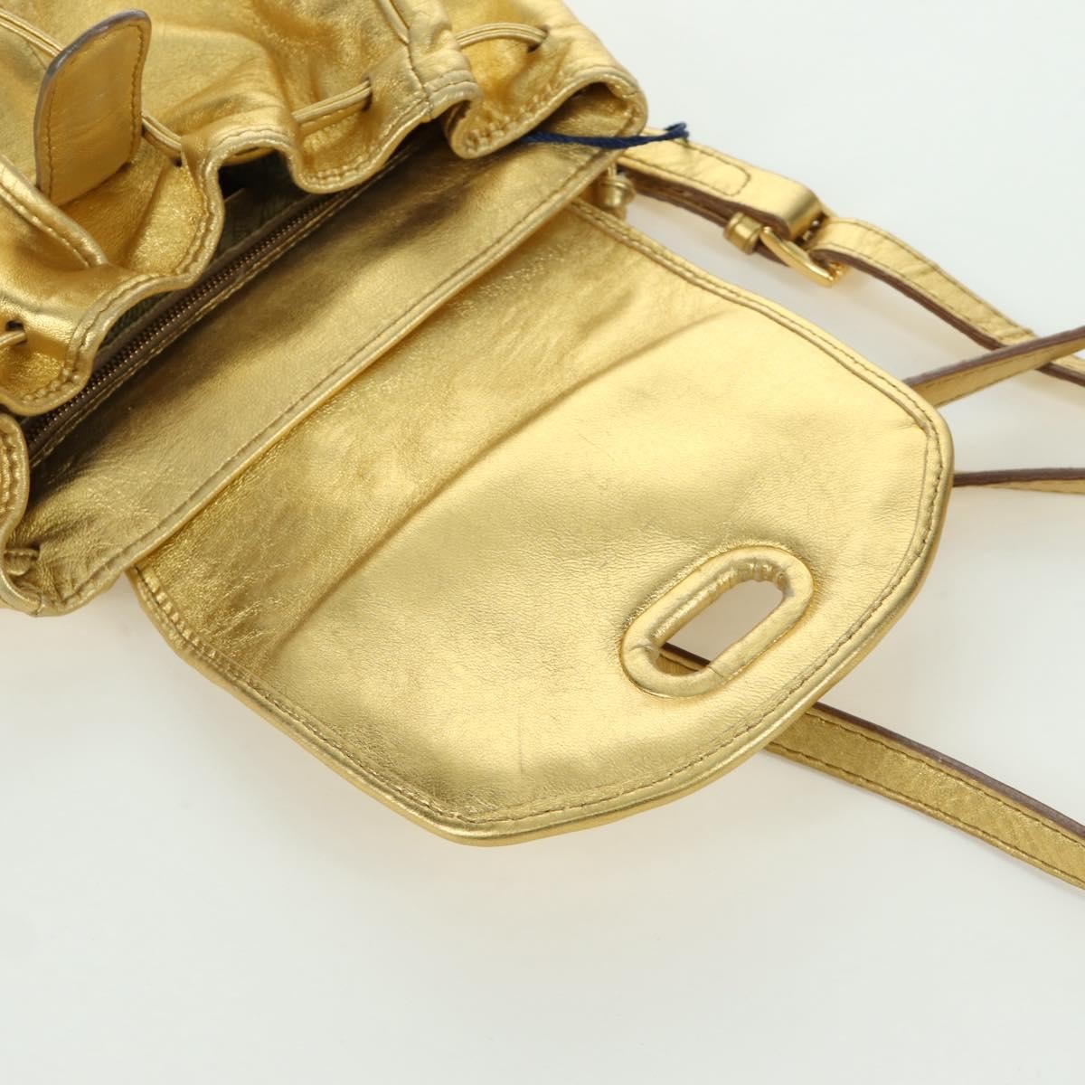 Bottega Veneta Backpack Leather with Intrecciato, Gold, Leather, Backpack