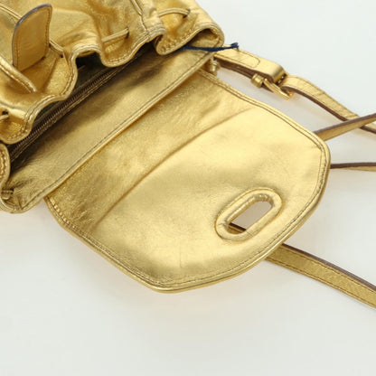 Bottega Veneta Backpack Leather with Intrecciato, Gold, Leather, Backpack