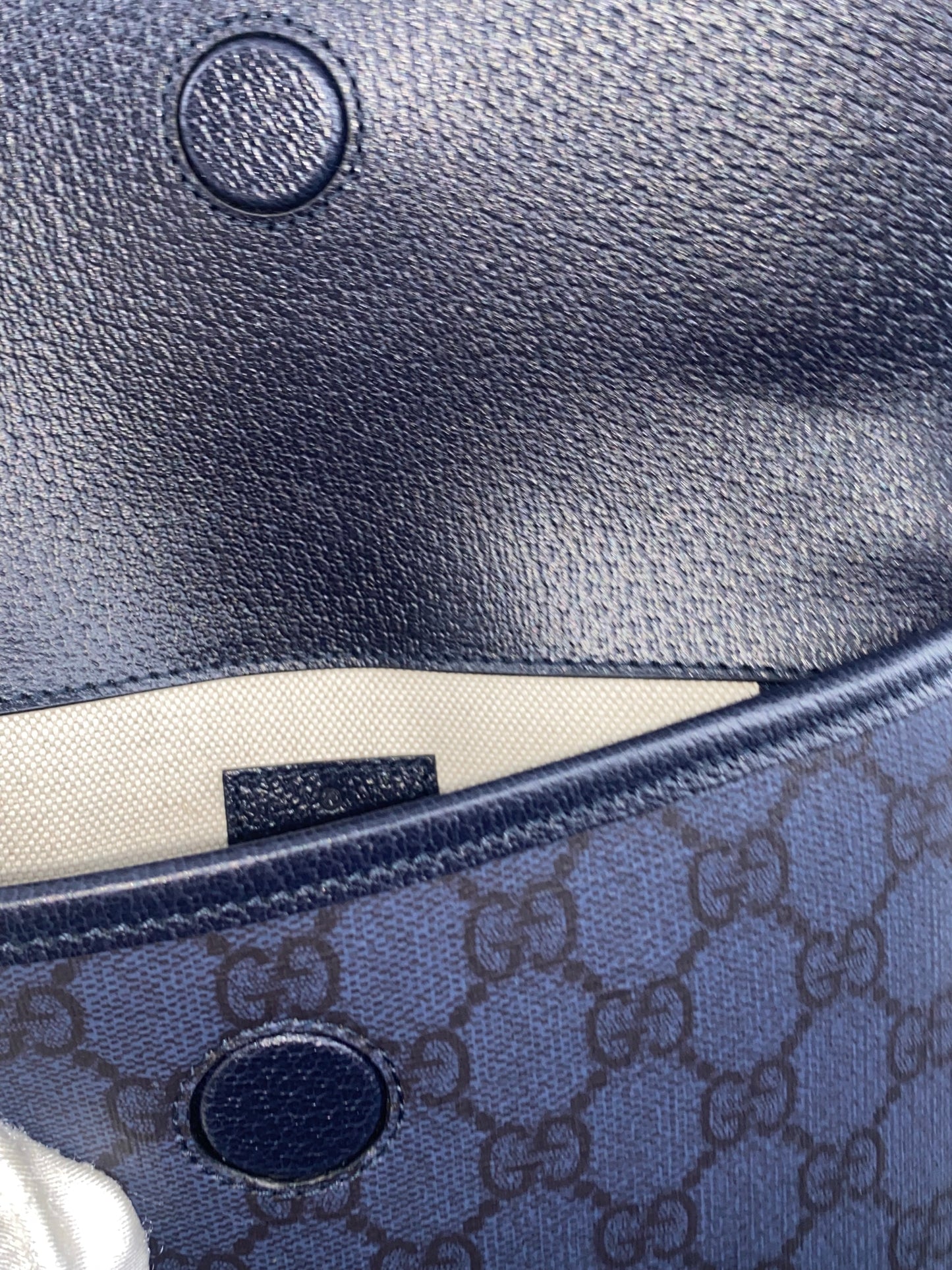 Gucci Flap Belt Bag GG Canvas, NAVY, CANVAS, Shoulder bag