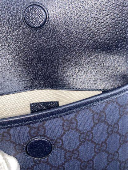 Gucci Flap Belt Bag GG Canvas, NAVY, CANVAS, Shoulder bag