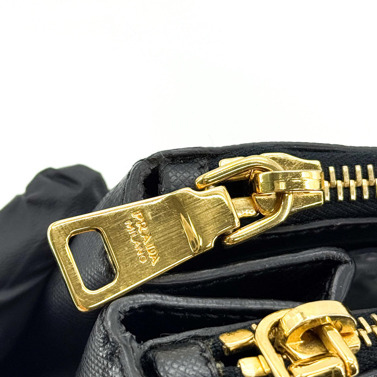 Prada Galleria Double Zip Saffiano Leather, Black, Leather, Tote Bag