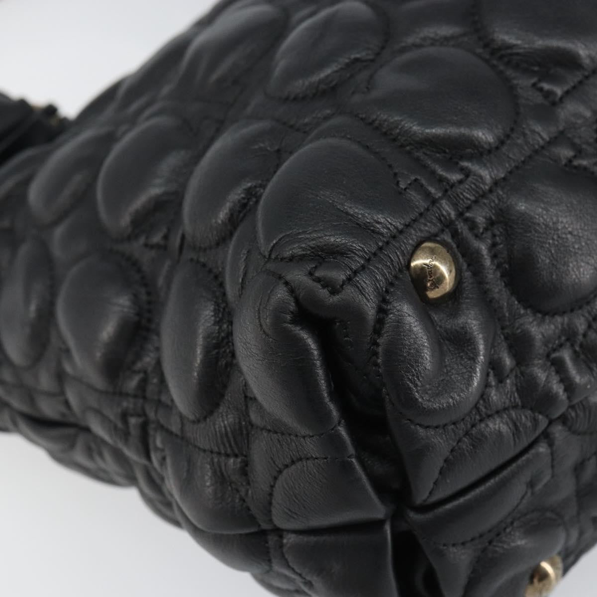 Salvatore Ferragamo Gancini Leather, Black, Leather, Handbag