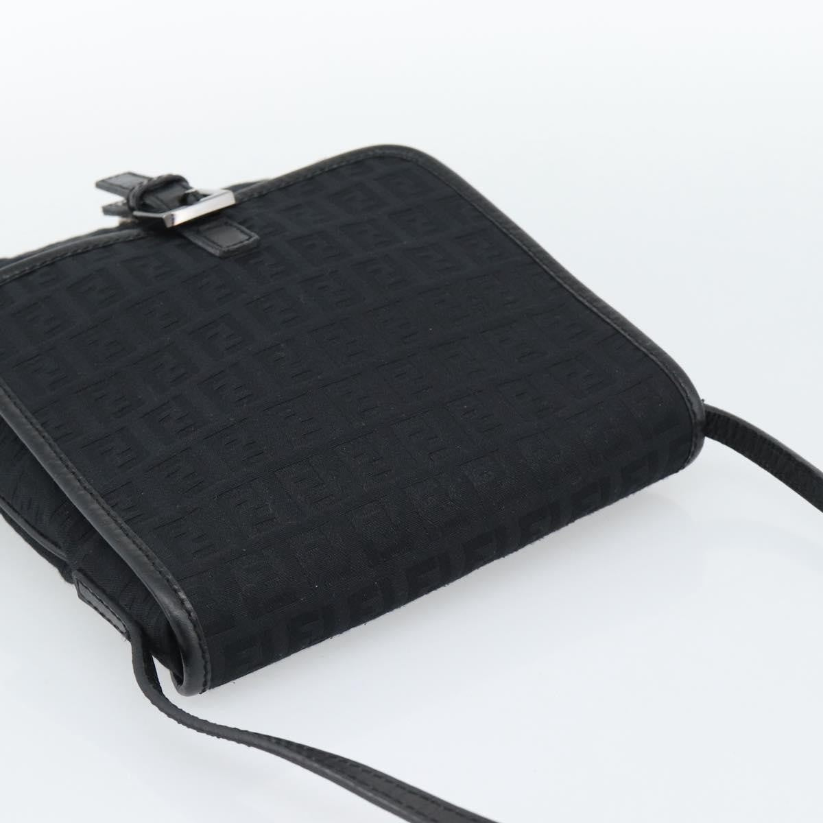 Fendi Shoulder Zucchino Canvas, Black, Canvas, Shoulder Bag