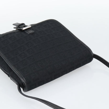 Fendi Shoulder Zucchino Canvas, Black, Canvas, Shoulder Bag