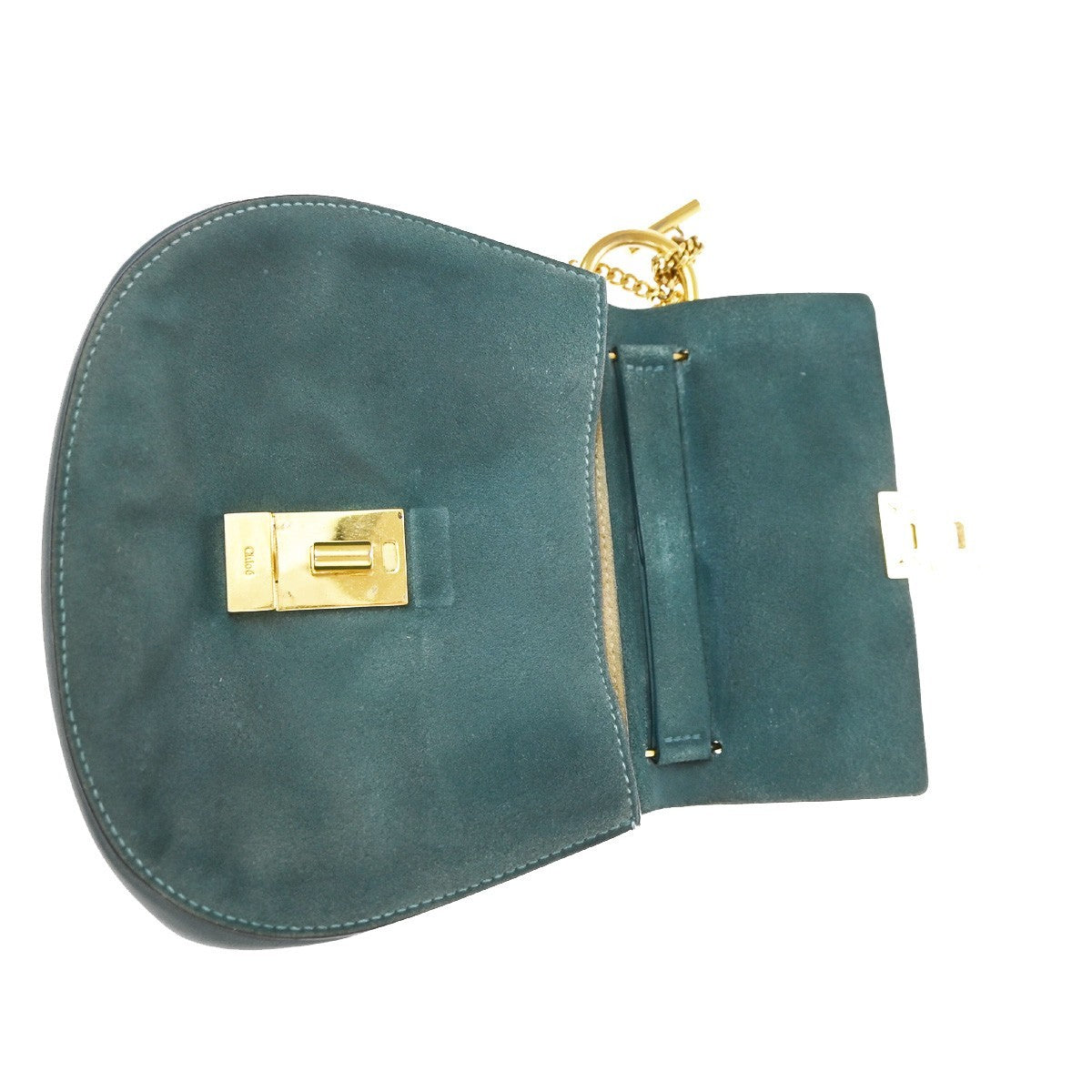 Chloe Drew Crossbody Bag Leather and Suede, Blue, Suede, Crossbody Bag