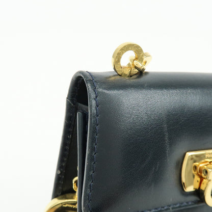 Salvatore Ferragamo Gancini Leather, Navy, Leather, Crossbody Bag