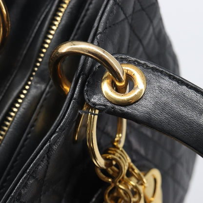 Christian Dior Vintage Lady Dior Cannage Quilt Lambskin, Black, Leather, Handbag