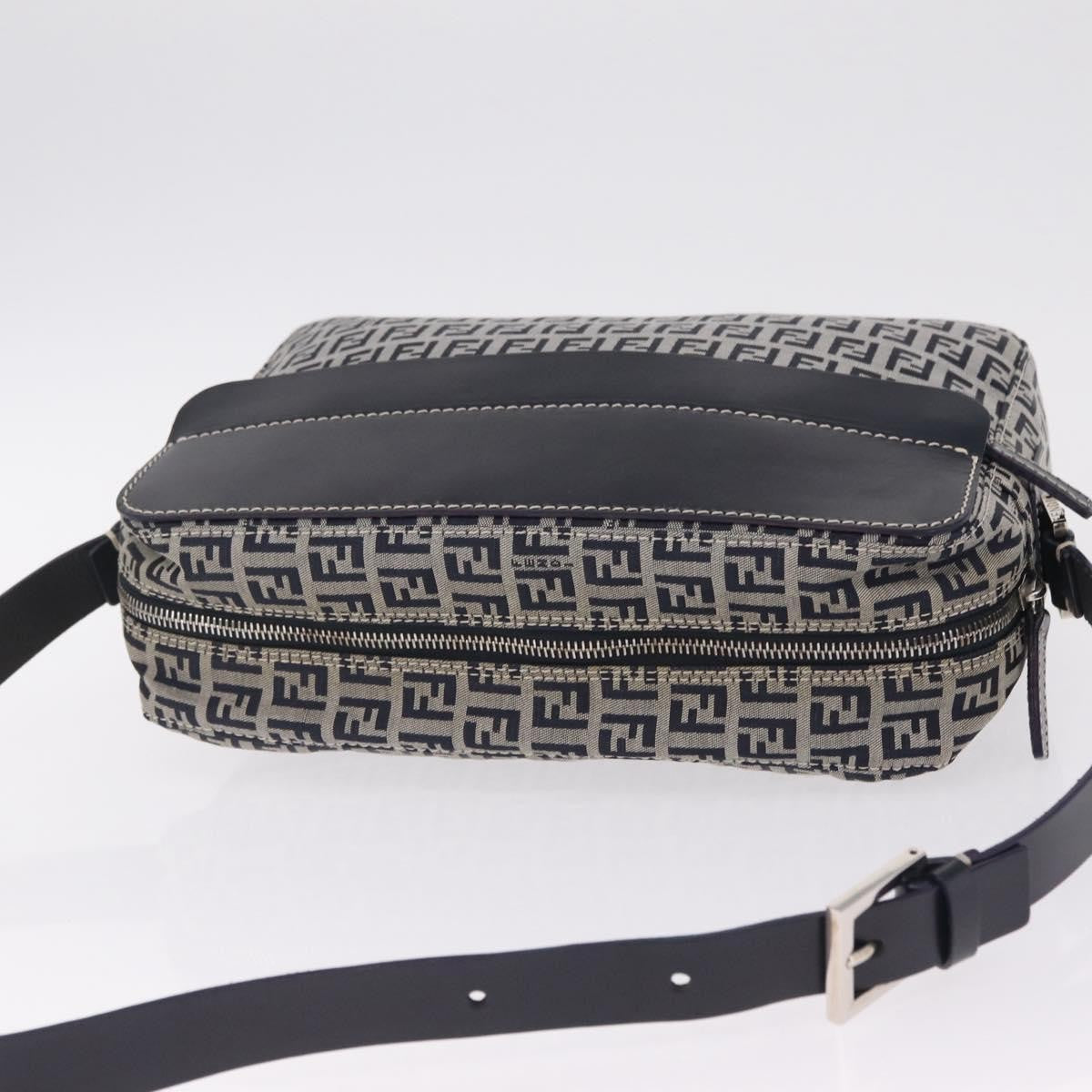 Fendi Shoulder Zucchino Canvas, Navy, Canvas, Shoulder Bag