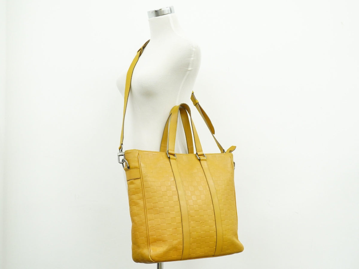 Louis Vuitton Tadao Damier Infini Leather, Yellow, Leather, Handbag
