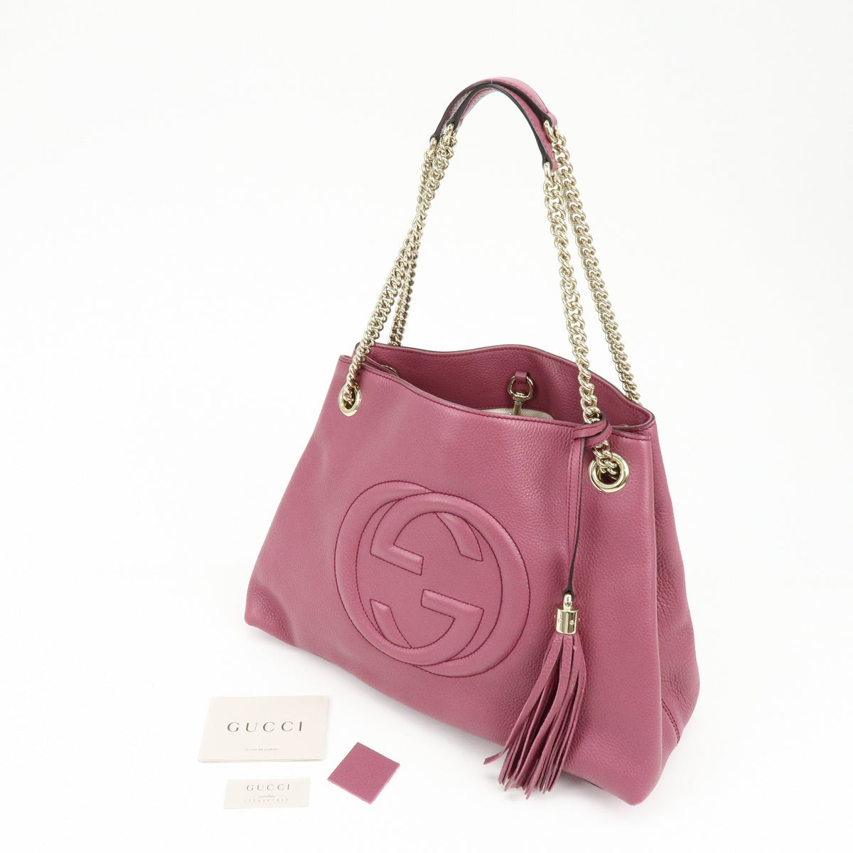 Gucci Soho Chain Strap Leather, Purple, Leather, Shoulder Bag