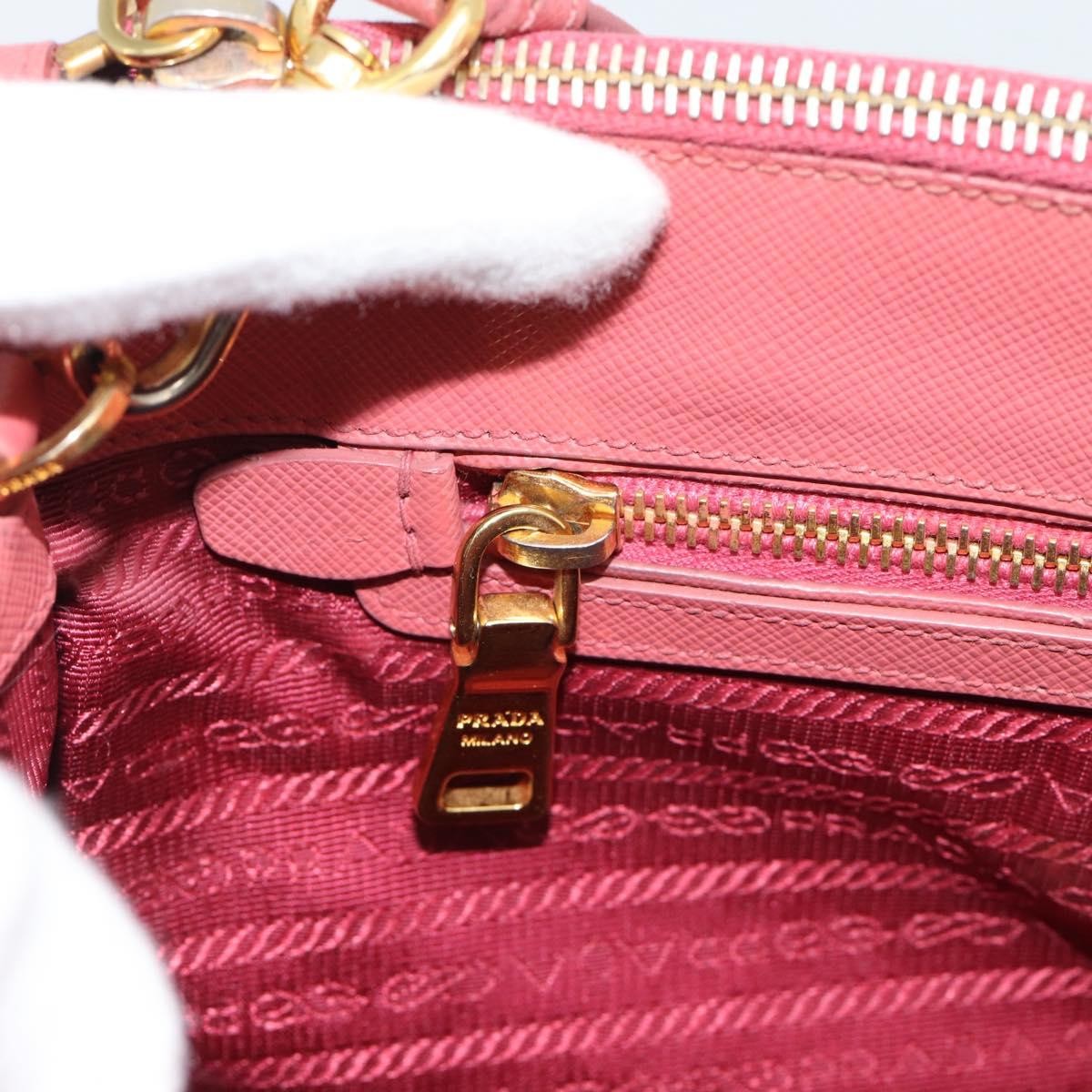 Prada Galleria Double Zip Saffiano Leather, Pink, Leather, Tote Bag