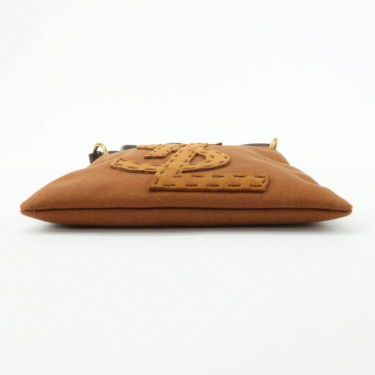 Saint Laurent Kahara Cassandra Canvas, Brown, Canvas, Shoulder Bag