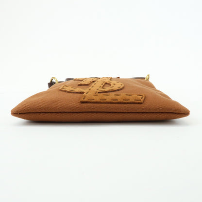 Saint Laurent Kahara Cassandra Canvas, Brown, Canvas, Shoulder Bag