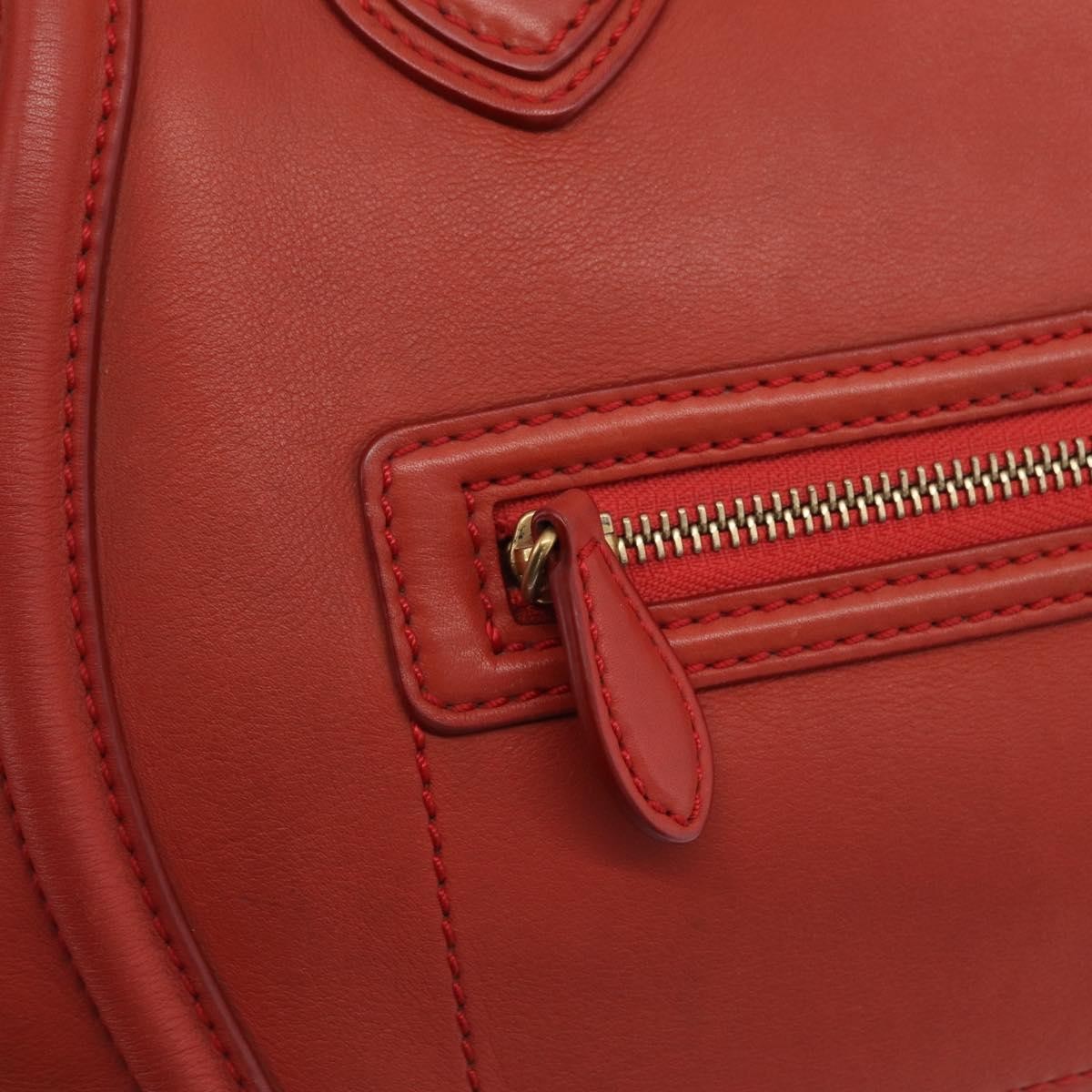 Celine Luggage Suede, Red, Leather, Handbag