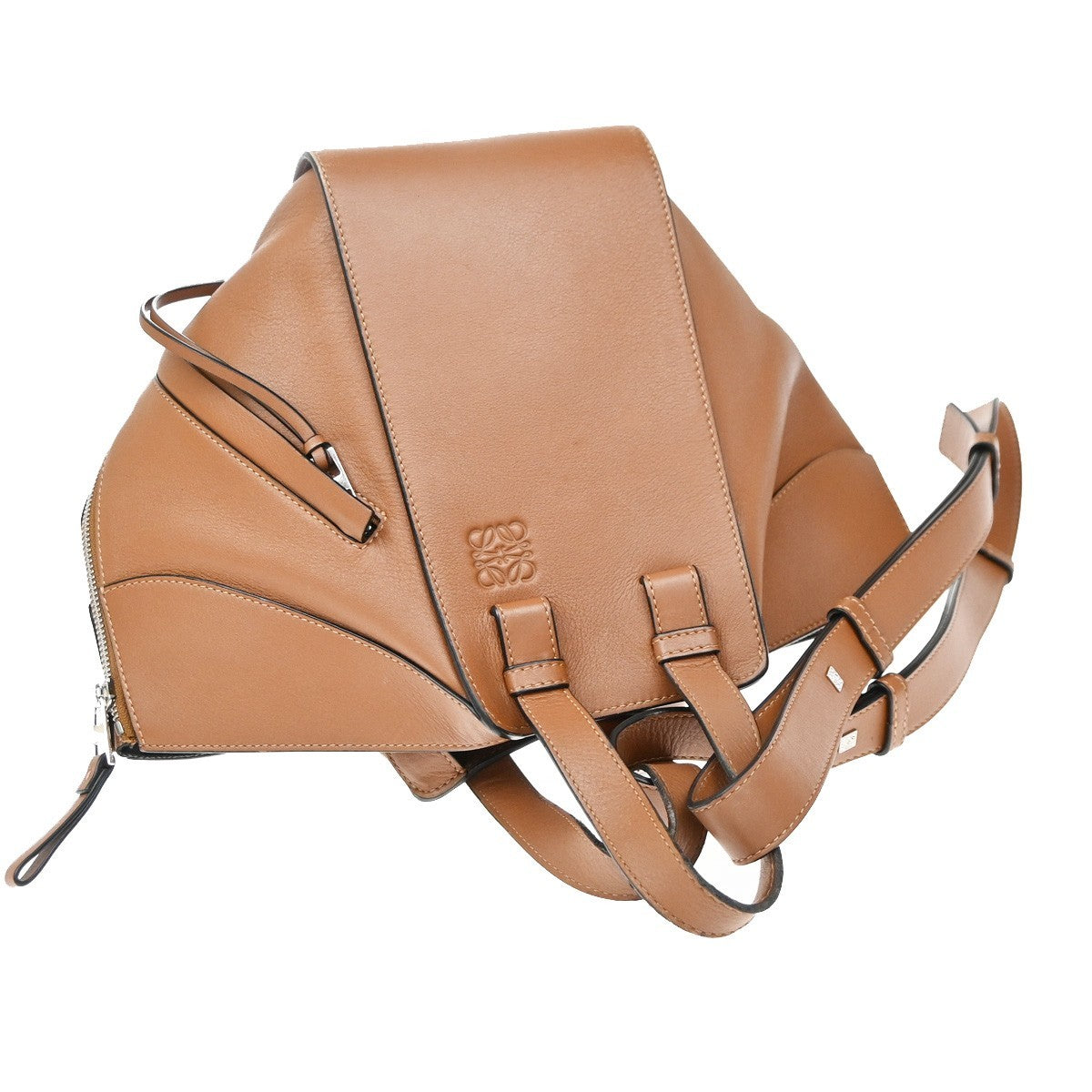 Loewe Hammock Leather, Brown, Leather, Handbag