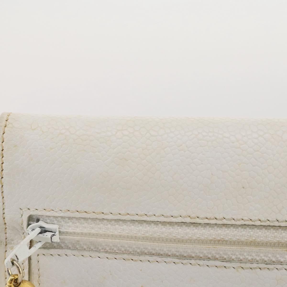 Chanel Vintage Timeless Wallet on Chain Caviar, White, Leather, Crossbody Bag