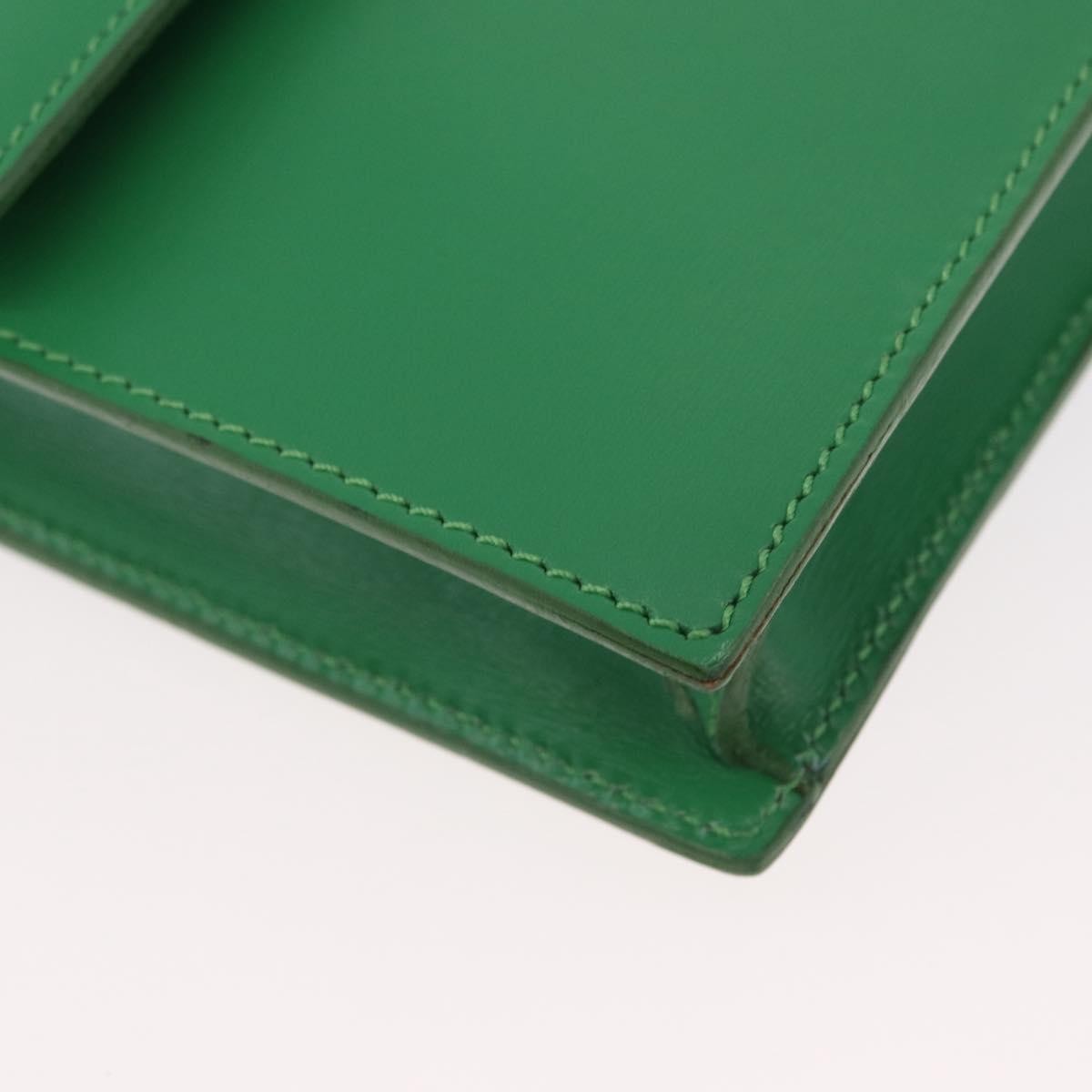 Celine Circle Logo Leather, Green, Leather, Shoulder Bag