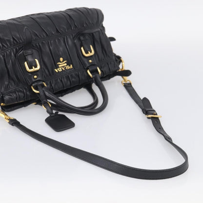 Prada Gaufre Convertible Satchel Nappa Leather, Black, Leather, Handbag