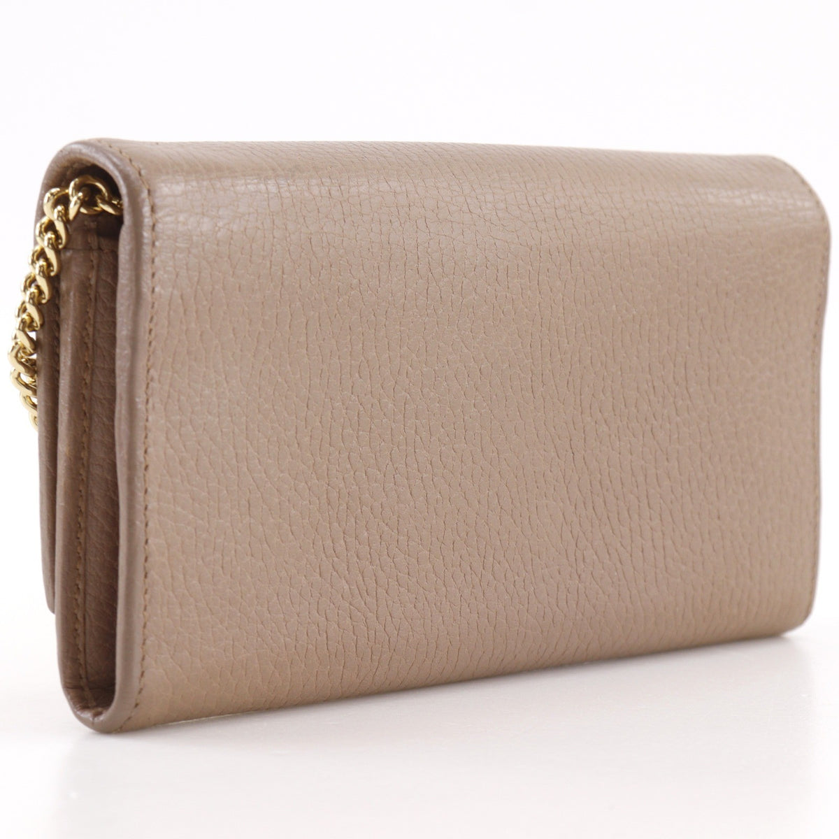 Gucci GG Marmont Continental Chain Leather, Beige, Leather, Crossbody Bag
