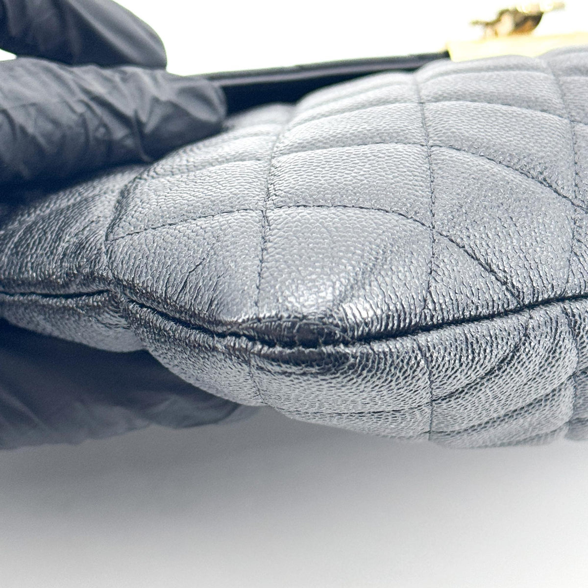Chanel Golden Class O Case Clutch Quilted Caviar, Black, Leather, Clutch