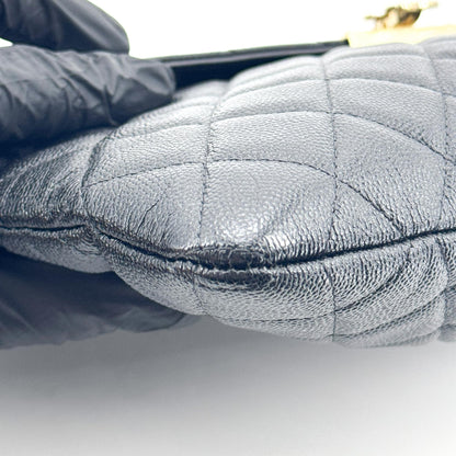 Chanel Golden Class O Case Clutch Quilted Caviar, Black, Leather, Clutch