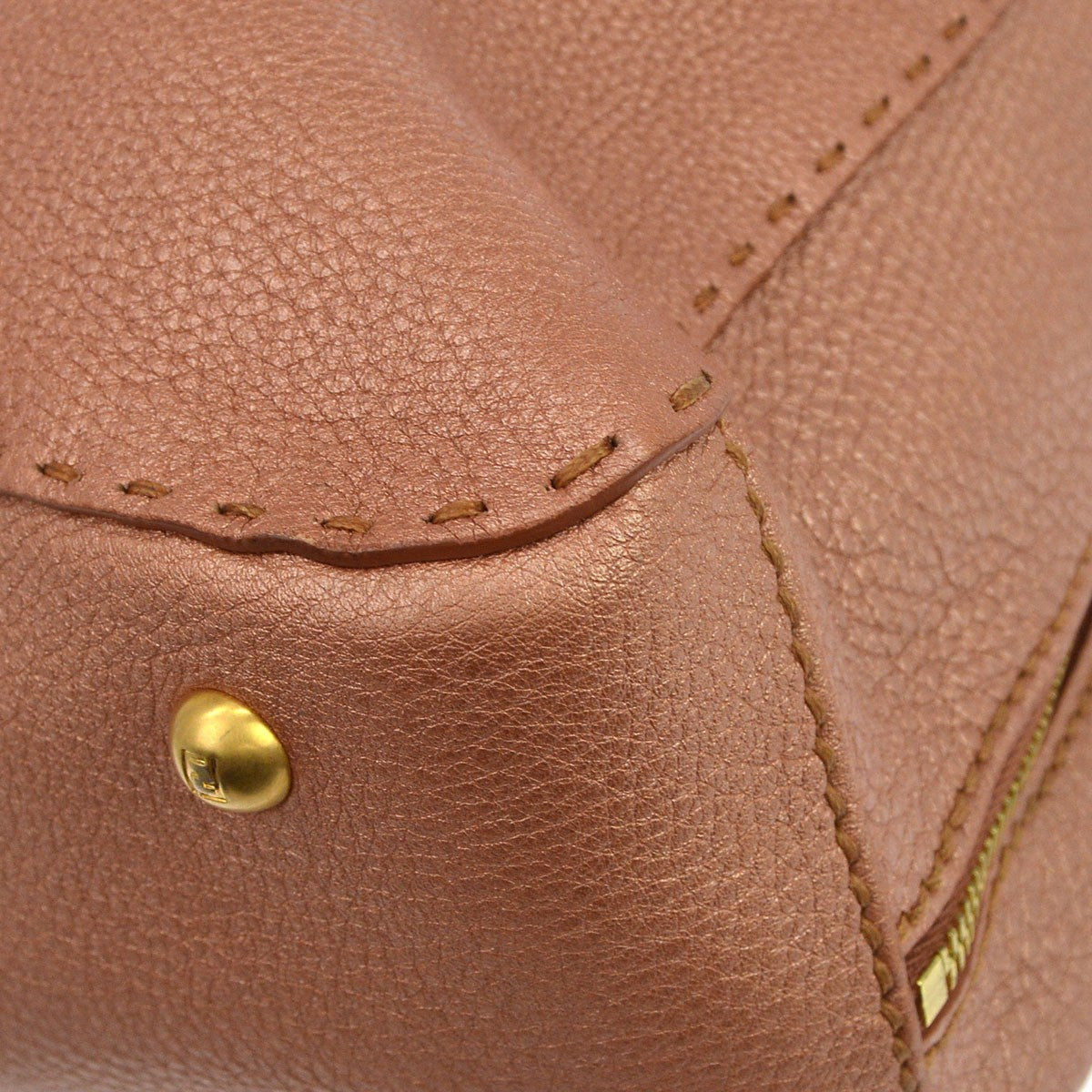 Fendi Selleria Handle Leather, Pink, Leather, Handbag