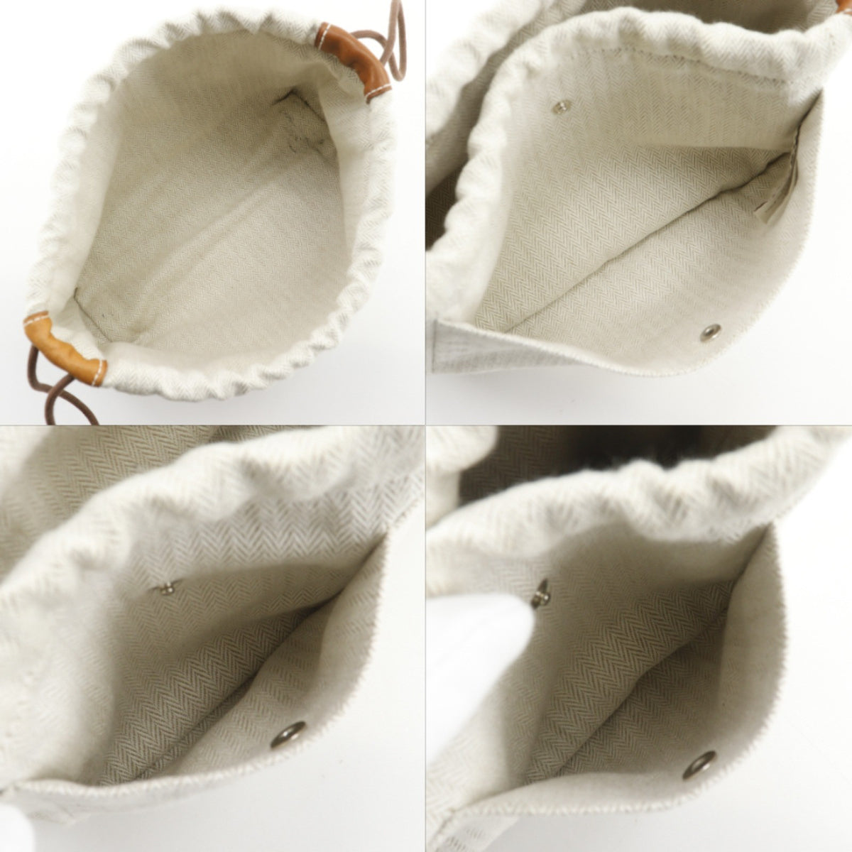 Hermes Fourbi Toile, Beige, Cotton, Clutch
