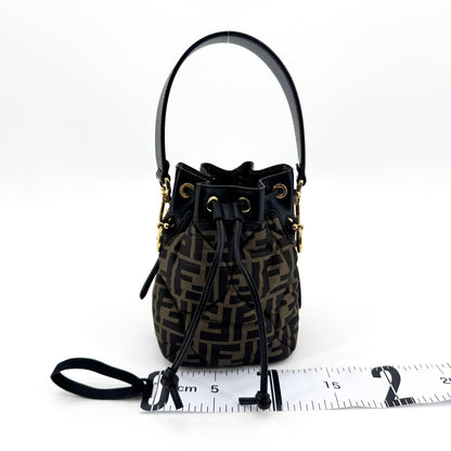 Fendi Mon Tresor Bucket Zucca Quilted Silk, Black, Canvas, Handbag