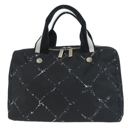 Chanel Travel Line Boston Printed Nylon, Black, Nylon, Handbag