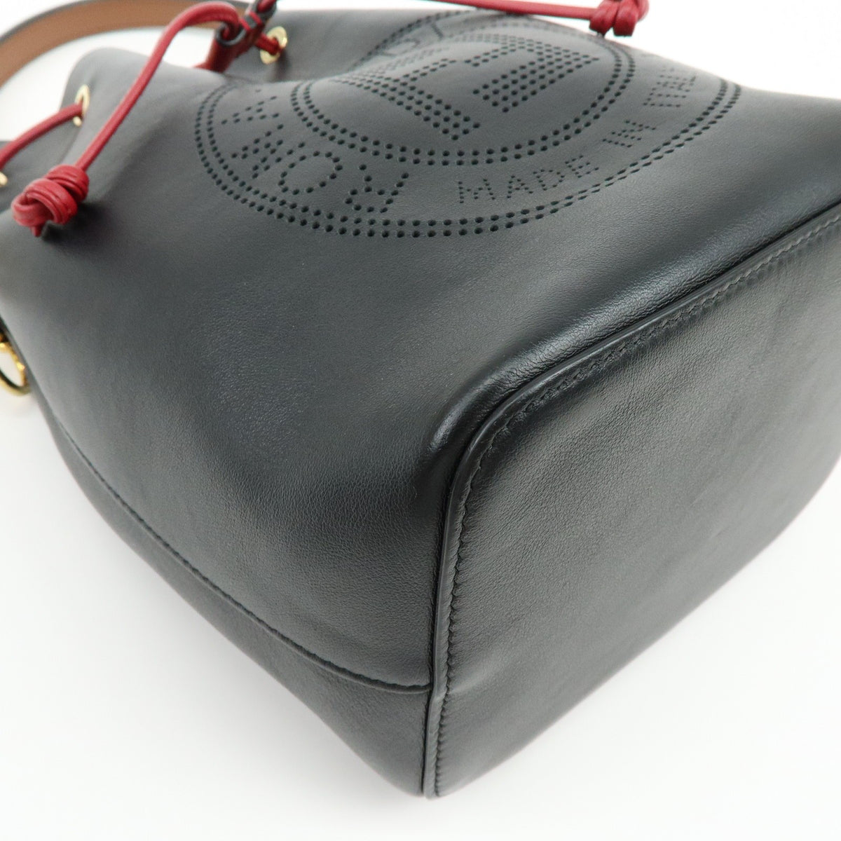 Fendi Mon Tresor Bucket Perforated Leather, Black, Leather, Handbag