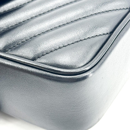 Saint Laurent Lou Camera Matelasse Chevron Velvet, Black, Leather, Handbag