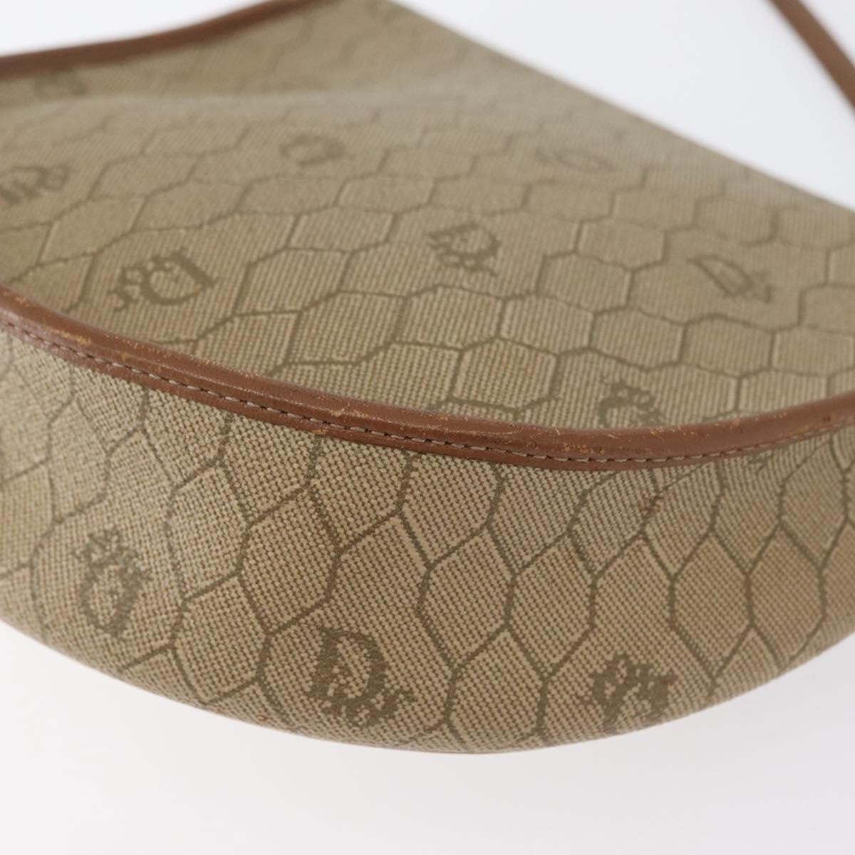 Christian Dior Vintage Honeycomb Flap Canvas and Leather, Beige, Canvas, Shoulder Bag