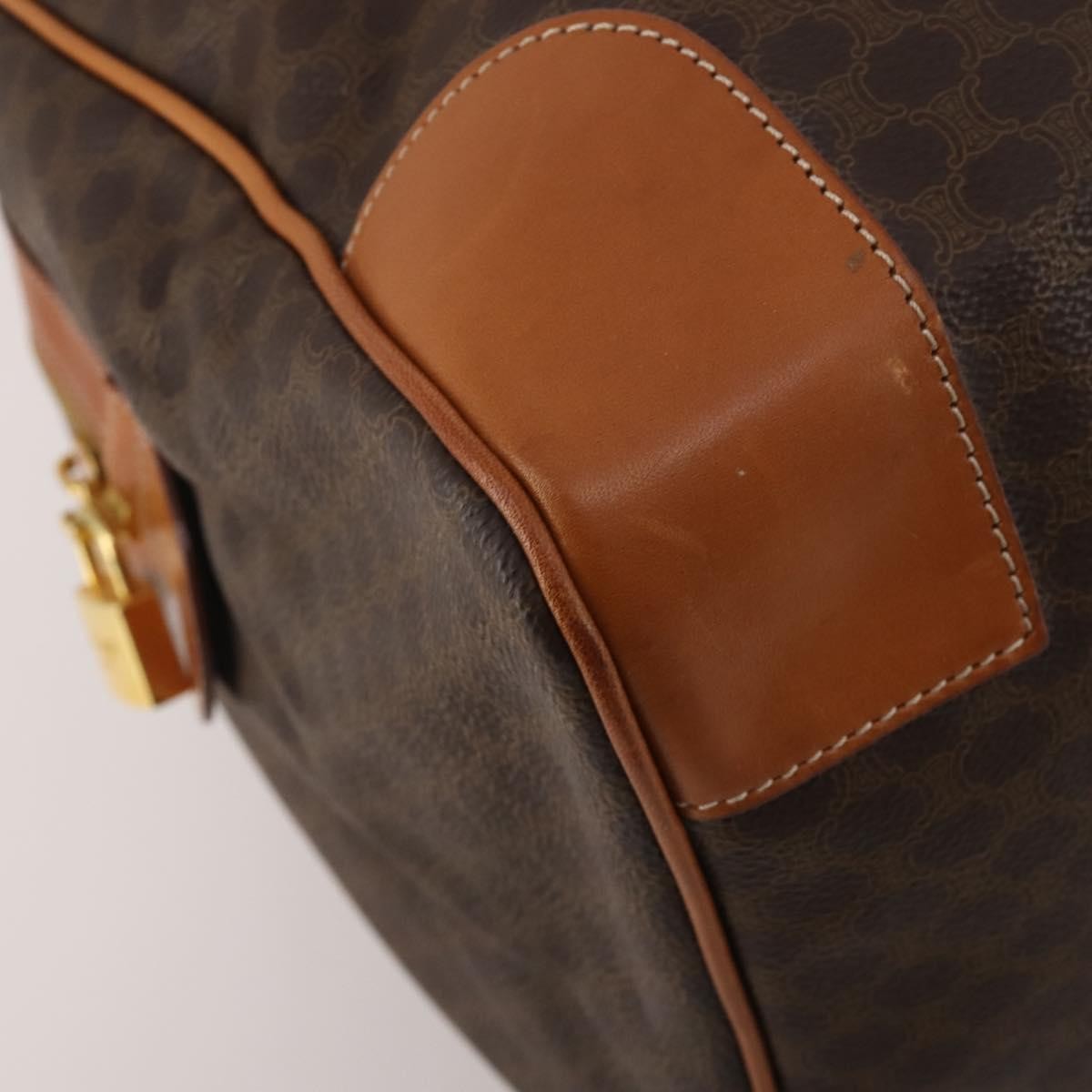 Celine Boston Triomphe Coated Canvas, Brown, PVC, Handbag