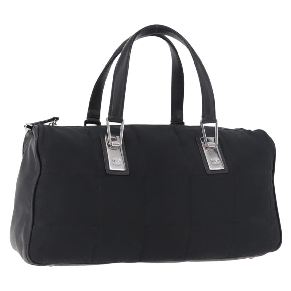 Chanel Square Stitch Boston Quilted Nylon, Black, Nylon, Handbag