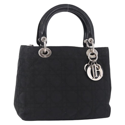 Christian Dior Vintage Lady Dior Cannage Quilt Nylon, Black, Nylon, Handbag
