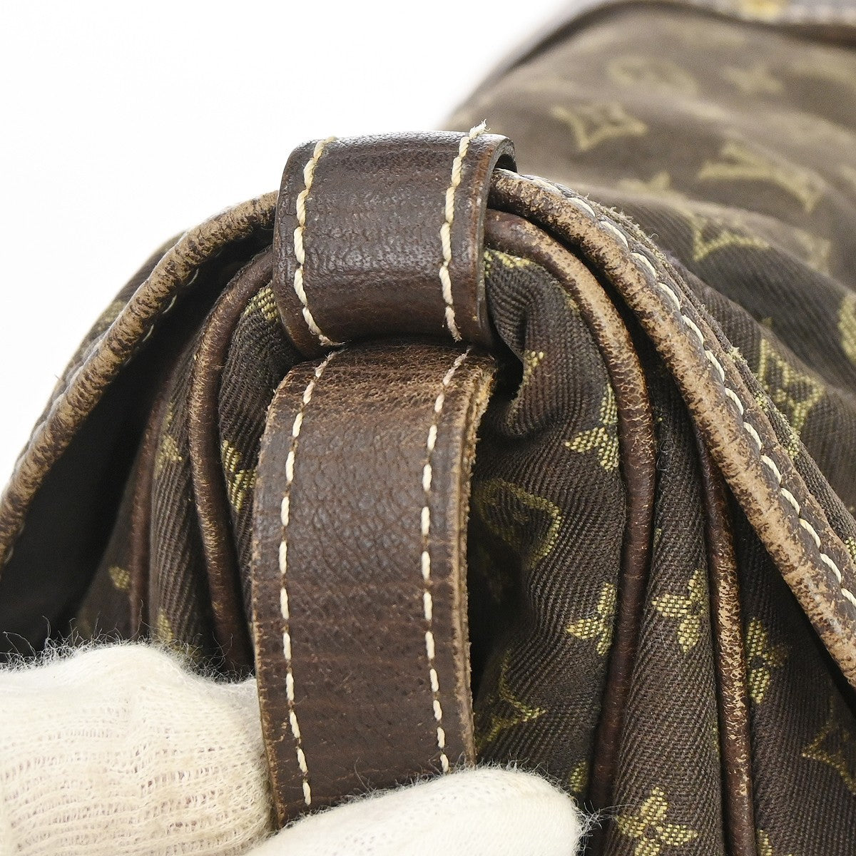 Louis Vuitton Saumur Mini Lin, Brown, Canvas, Shoulder Bag
