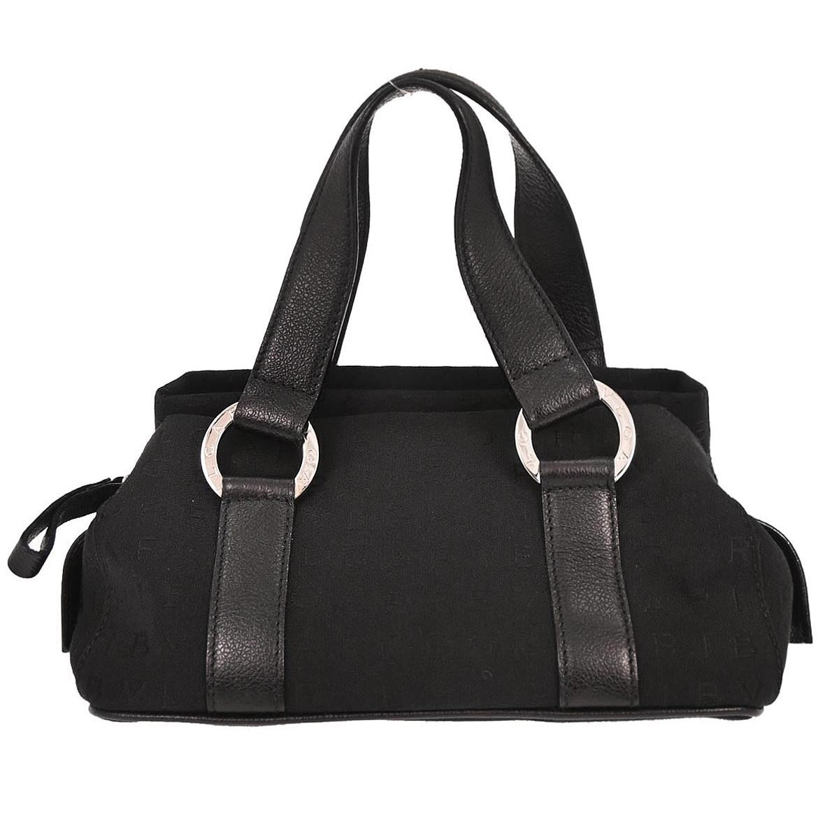 Bvlgari Logomania Canvas, Black, Canvas, Handbag