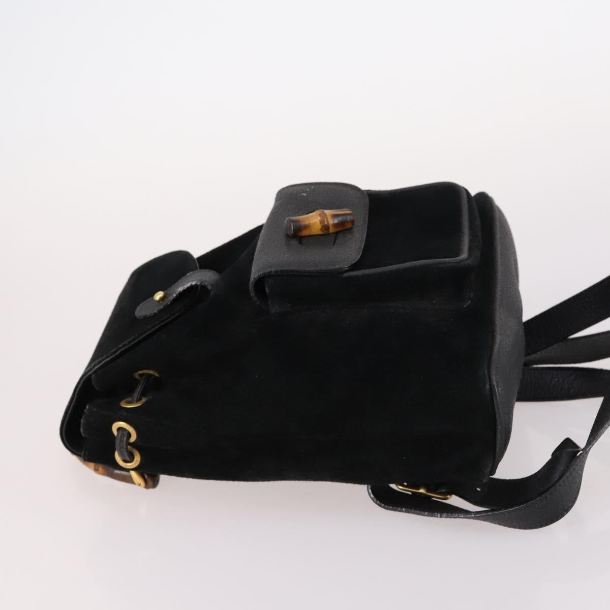 Gucci Vintage Bamboo Suede, Black, Suede, Backpack
