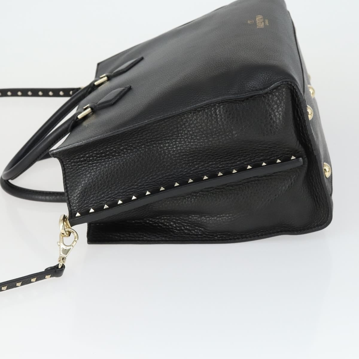 Valentino Garavani Rockstud Open Leather, Black, Leather, Tote Bag